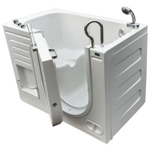 Luxury Heated Air Jet Walk-In Bathtub with Thermostatic Controls and Outward-Opening Door. Right Drain