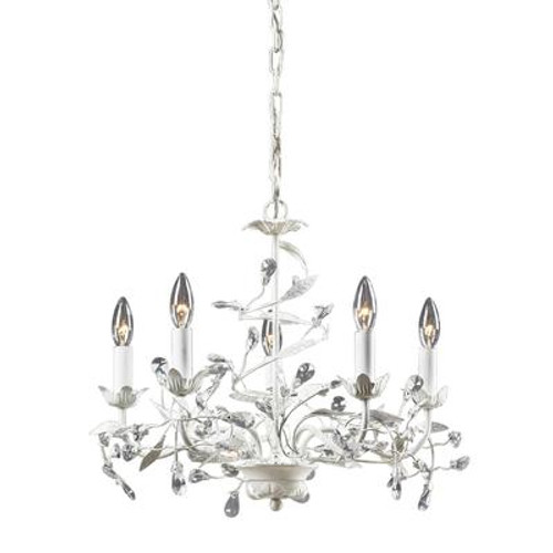 5-Light Ceiling Mount Antique White Chandelier