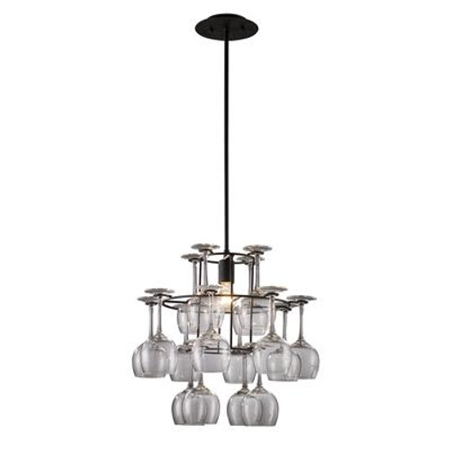 1-Light Ceiling Mount Dark Rust Chandelier