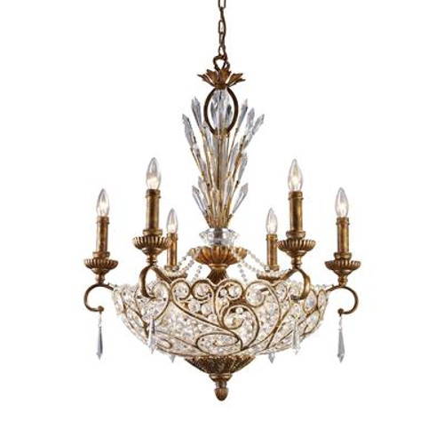 12-Light Ceiling Mount Spanish Bronze Chandelier