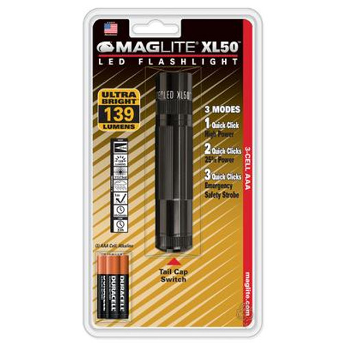 LED XL50 3-Cell AAA Flashlight - Black