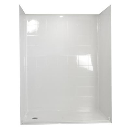 Ella Standard 37 Inch x 60 Inch x 77-1/2 Inch Barrier Free Roll in Shower Wall and Base Kit in White with Left Drain