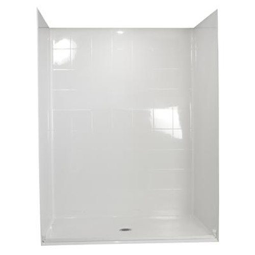 Ella Standard 37 Inch x 60 Inch x 77-1/2 Inch Barrier Free Roll in Shower Wall and Base Kit in White with Center Drain