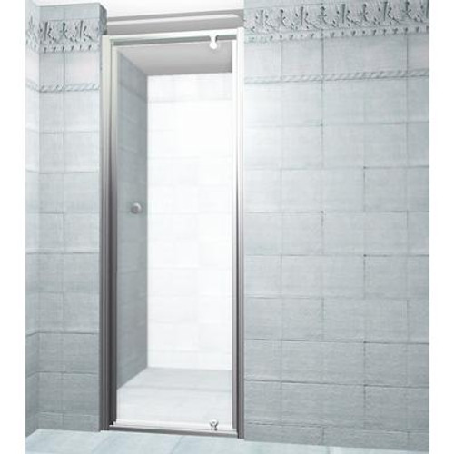 28 Inch Pivot Shower Door - White Finish with Obscure Glass