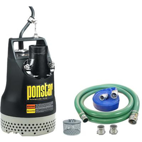 Submersible pump with two inch hose kit