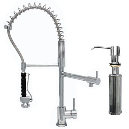 Chrome Pull-Down Spray Kitchen Faucet with Soap Dispenser