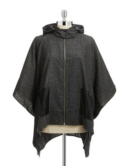 Echo Hooded Zip Poncho - Black - Large