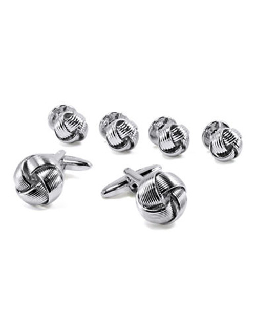 Black Brown 1826 Cufflinks and Stud Set - Silver