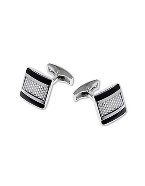 Black Brown 1826 Fiber Glass Detail Cufflinks - Black