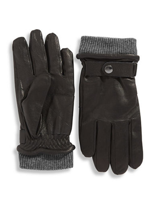 London Fog 10 Inch Wool and Leather Strap Gloves - Oxford - Small