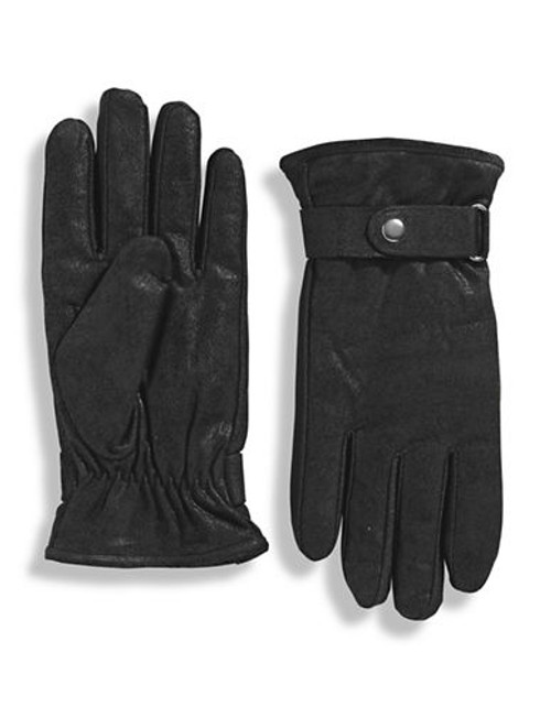 Isotoner smarTouch Leather Gloves - Black - Medium