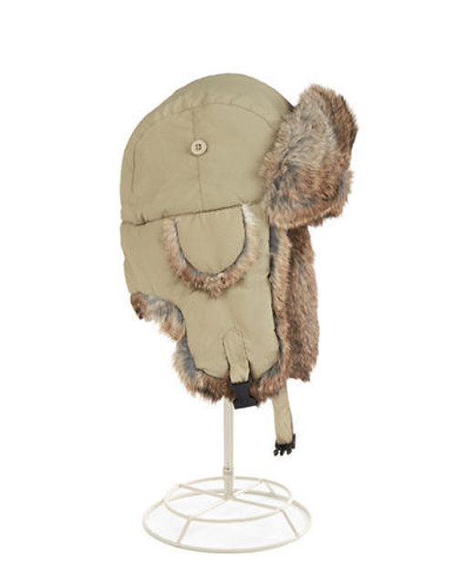 Crown Cap Nathaniel Cole All Over Taslan Nylon With Rabbit Trim Aviator - Beige - Large