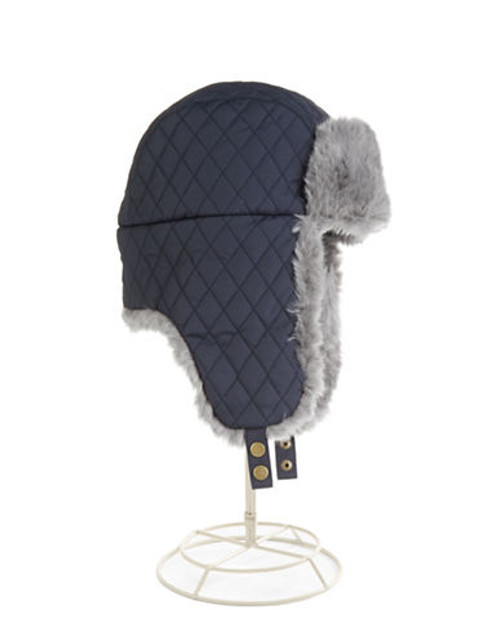 London Fog Quilted Aviator Cap - Blue - Medium/Large