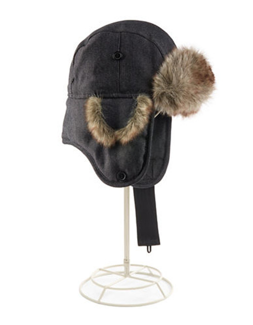 Crown Cap Short Aviator Hat - Charcoal - Medium