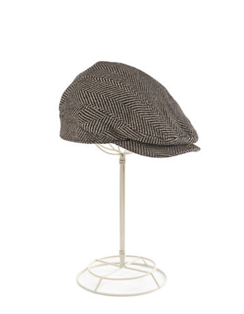 Crown Cap Herringbone Newsboy Cap - Grey - Medium