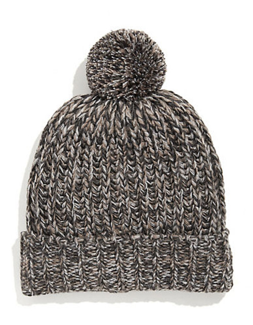 Black Brown 1826 Chunky Knit Tweed Pom Pom Hat - Natural