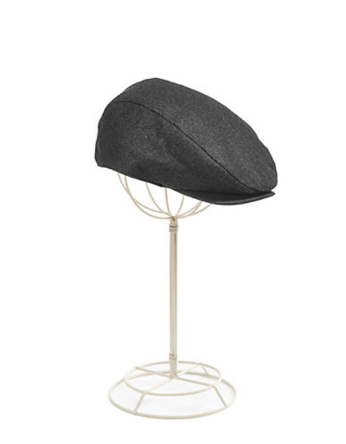 Black Brown 1826 Flat Cap with Ear Cuff - Charcoal - Large