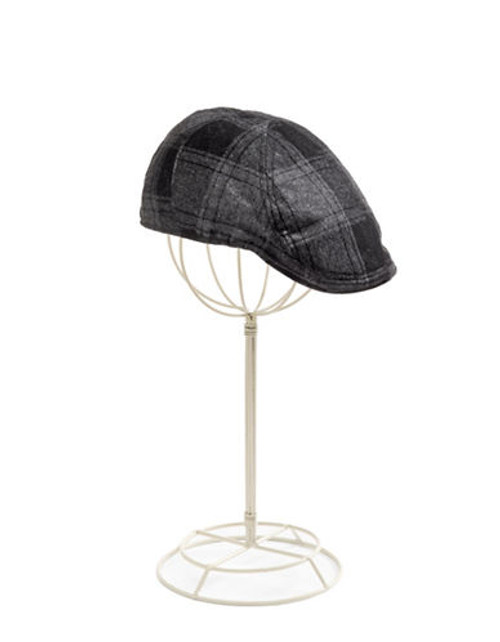 Black Brown 1826 Plaid Flat Cap - Black - Large