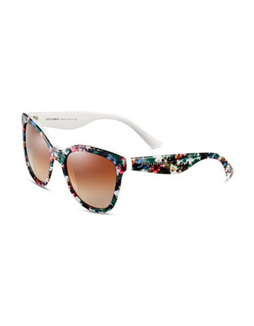 Dolce & Gabbana Floral Printed Cat Eye - White