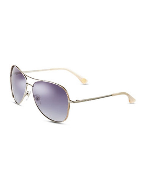 Michael Michael Kors Sadie Aviator Sunglasses with Crystal Detailing - Silver
