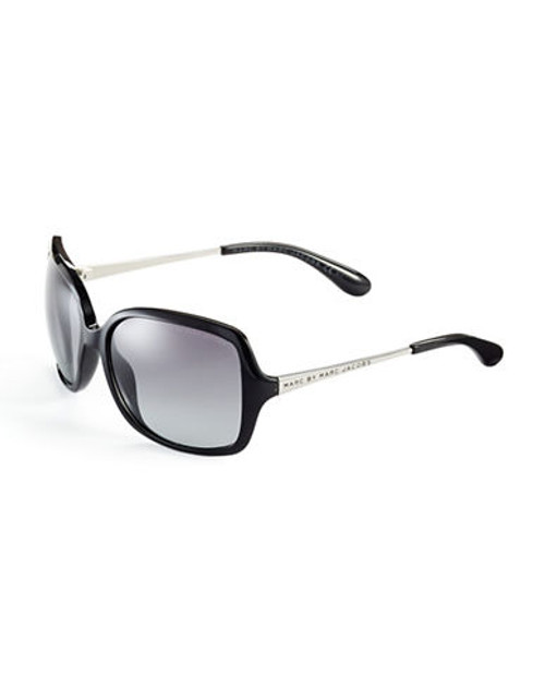 Marc By Marc Jacobs Plastic Square Sunglasses with Half Metal Arms - Black