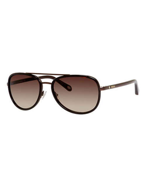 Fossil Contrast Metal Aviators - Brown