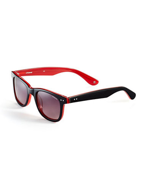 Polaroid Plastic Polarized Square Sunglasses - Black/Red