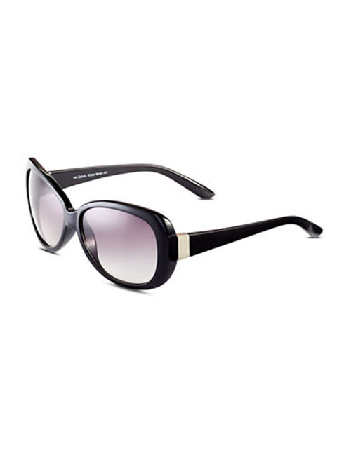 Calvin Klein Contrast Oval Sunglasses - Black