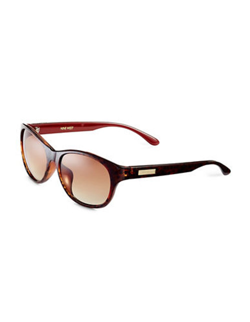 Nine West Plastic Medium Modified Wayfarer Sunglasses - Brown