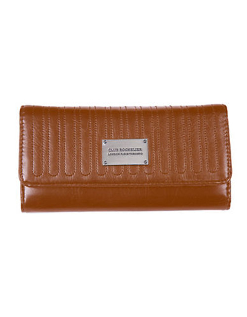 Club Rochelier Glam Clutch Wallet With Removable Checkbook Flap - Cognac