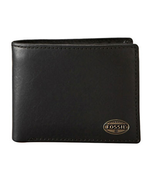 Fossil Estate Leather Zip Passcase Wallet - Black