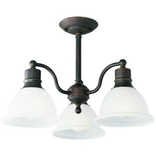 Madison Collection Antique Bronze 3-light Semi-flushmount