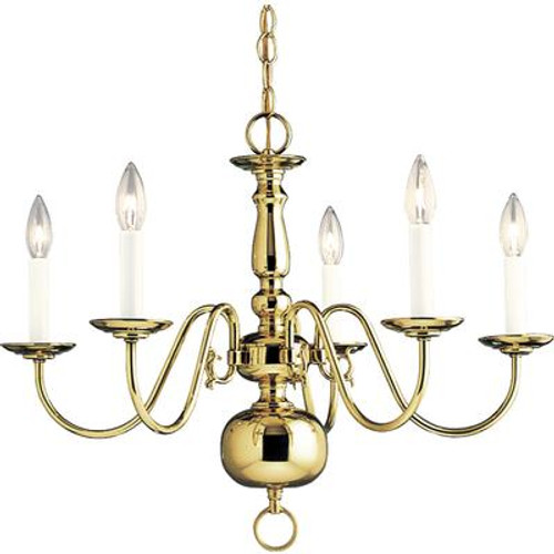 Americana Collection Polished Brass 5-light Chandelier