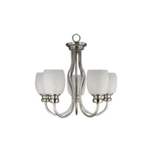 SMART Collection 5-Light Brushed Pewter Chandelier With Etched Linen Glass