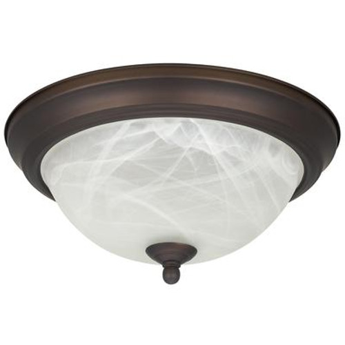 1-Light Oil Rubbed Bronze Flushmount With Alabaster Glass