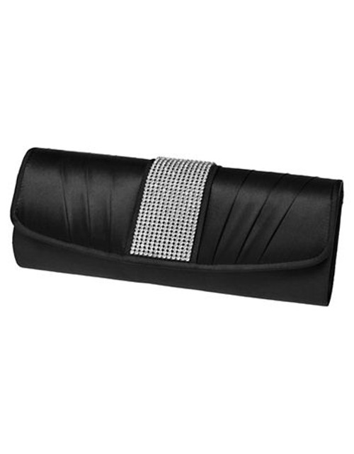 Jessica Mcclintock Flap Clutch with Jewelled Center Strip - Black