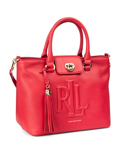 Lauren Ralph Lauren Victoria Monogrammed Leather Satchel - RUSSET