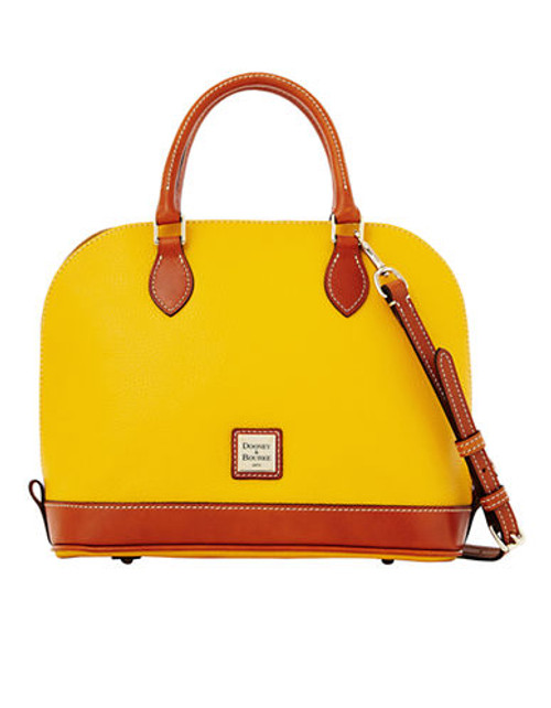 Dooney & Bourke Pebbled Leather Zip Satchel - Palomino