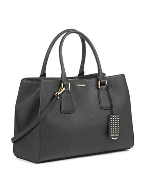 Calvin Klein Kate Saffiano Leather Tote - Black/Gold