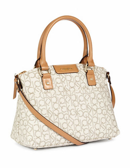 Calvin Klein Hudson Monogram Satchel - Beige