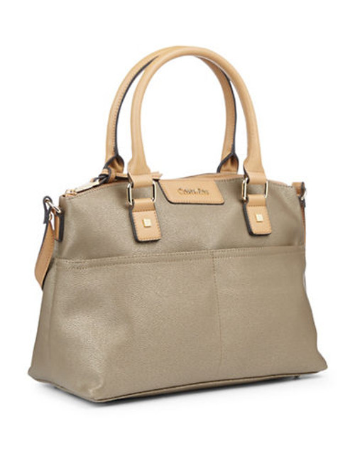 Calvin Klein Hudson Monogram Satchel - Bronze/Camel