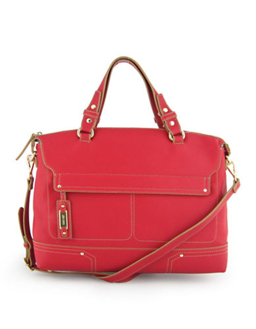 Nine West Hidden Zipper Large Satchel - DARK RED