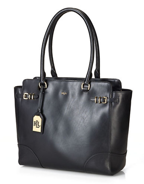 Lauren Ralph Lauren Leather Zip Tote - Black