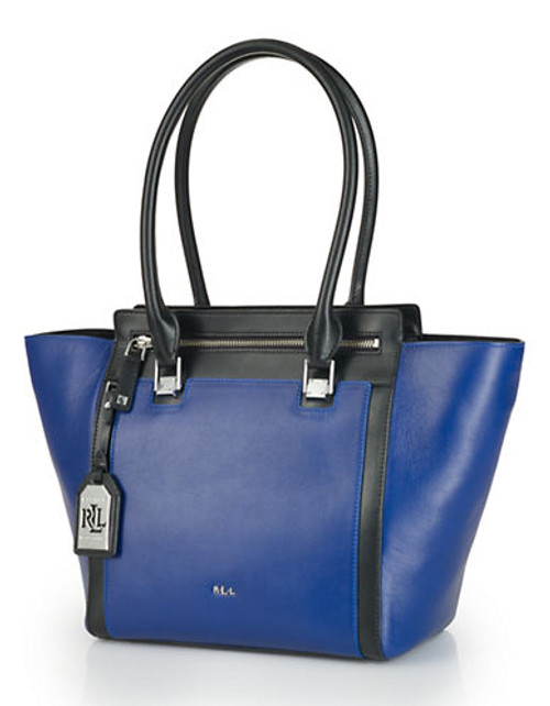 Lauren Ralph Lauren Tumbled Leather Ashford Tote - Blue