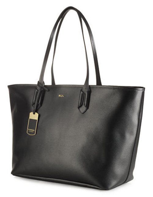 Lauren Ralph Lauren Tate Classic Leather Tote - Black