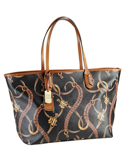 Lauren Ralph Lauren Equestrian Print Classic Tote - Black / Lauren Tan