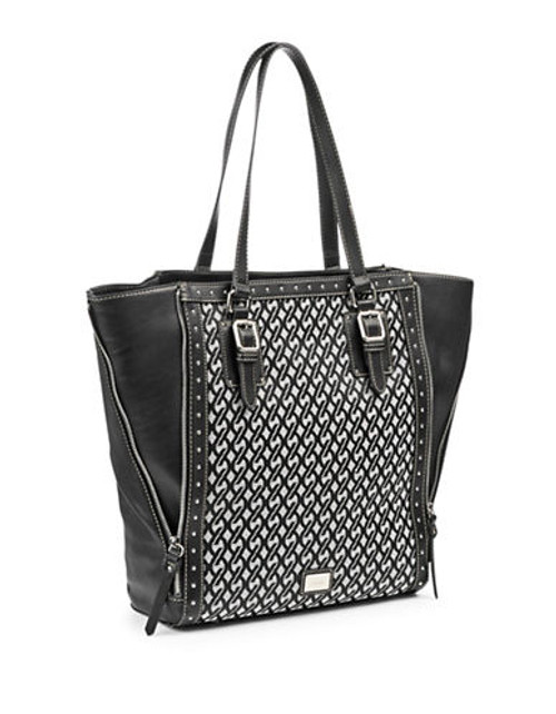 Nine West Jacquard Chain Link Expandable Tote - Black/White