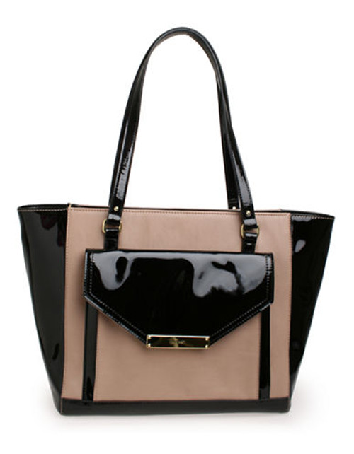 Nine West Ava Mixed Media Tote - Quartz/Black