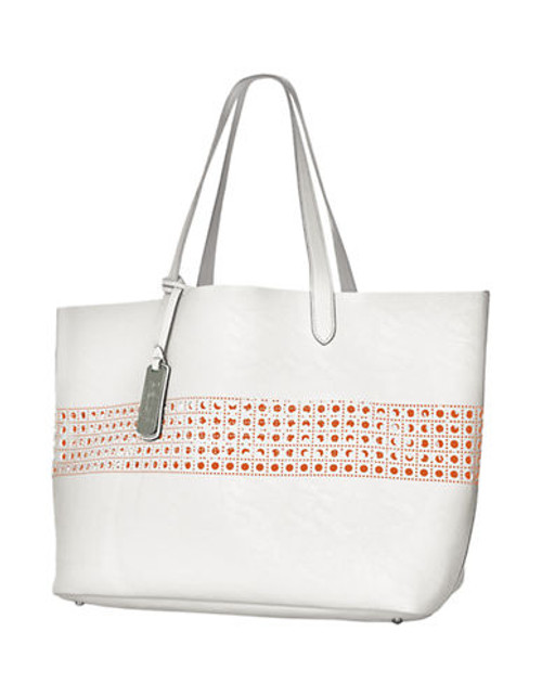 Lauren Ralph Lauren Leighton Tote - White/Orange