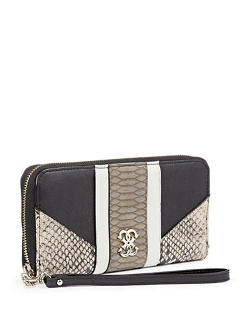 Guess Paxton Mixed Media Wristlet - Black